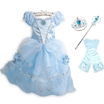 Halloween Party Cinderella Dress Up for Girl Short Sleeve Fancy Princess Costume Kids Carnival Outfit odzież dziewczyna elegancka sukienka