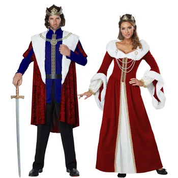 Halloween Sexy Królewska Retro Para Cosplay Kostium Europejski Trybunał Król Królowa Christmas Party Dress