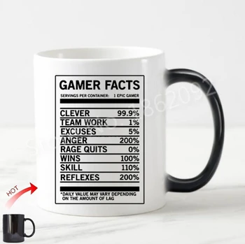 Hot Gamer Facts Magic Mug Tea Cup Funny Gamer Nutrition Facts Gifts for Gaming Geek Video Games Gaming Addict Novelty Dad Gifts