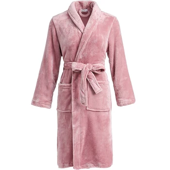 Hot Sprzedaży Kobiet Ciepły, Długi Szlafrok Koral Polar Zimowe Nocne Koszule Mężczyźni Kimono Szlafrok Miłośnicy Szlafrok Salon Piżamy