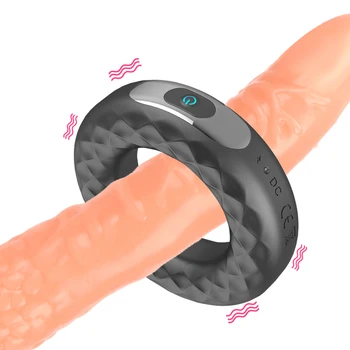 IKOKY 10 częstotliwość ładowania USB jest opóźnienie wytrysku erekcja zamek pierścień wibracyjny penisa pierścień pierścień kogut sex zabawki dla mężczyzn