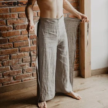 INCERUN mężczyźni tajski Rybak temat spodnie vintage kolor spodnie Damskie 2020 meble ubrania biegacze szerokie spodnie Męskie spodnie S-5XL