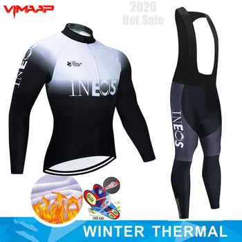 INEOS 2020 zimowy флисовый rowerowa odzież z długimi rękawami odzież dla roweru górskiego jesienna rowerowa Jersey odzież Maillot Ropa Ciclismo