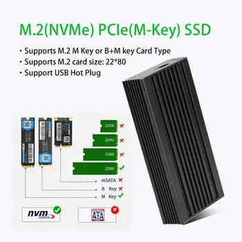 IOCREST USB 3.2 Gen2x2 20Gbps to M. 2 M-Key NVMe PCIe SSD obudowa zewnętrzna M-Key form factor 22 x80 mm
