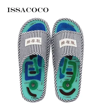 ISSACOCO Man masujące klapki sandały buty lato kryty domowe kapcie klapki niebieski pasek masaż nóg pantofle z Magnesem