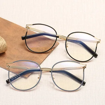 Iboode okularowe oprawki okularowe Mężczyźni Kobiety Kocie oko metalowa ramka punkty 2019 marka projektant damska męska optyczne okulary ramka