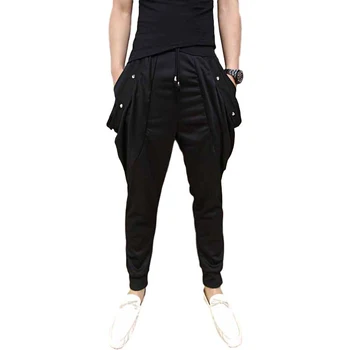 Idopy męski punk gothic uliczny styl Czarne spodnie nabijanie nitów klub nocny spodnie spodnie dla mężczyzn