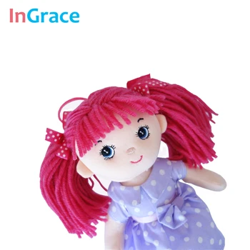 InGrace red hair cute mini cute doll for baby girls with purple cotton dress piękne i wysokiej jakości prezent zabawki dla dziewczynek 25 cm