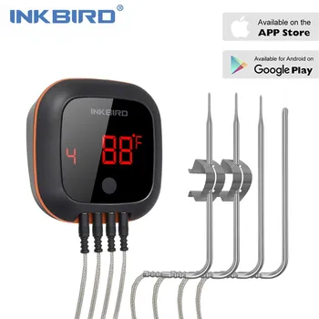 Inkbird IBT-4XS cyfrowy Bezprzewodowy termometr Bluetooth mięsa termometr z zegarem wbudowany akumulator 1000 mah obrotowy ekran led