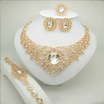 Jakość rial złoty kolor nigeryjski ślub zestaw biżuterii moda Afryki koraliki biżuteria 24k złoto geometryczna naszyjnik zestaw