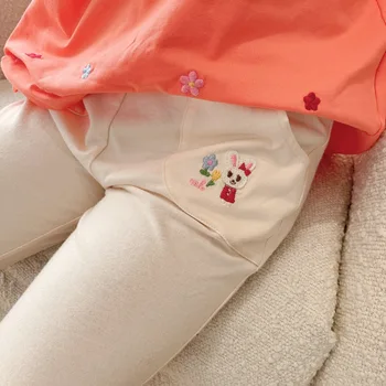Japoński styl słodki królik haft dziewczyny legginsy wiosna i lato 2021 wygodne bawełniane spodnie