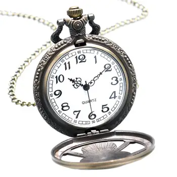 Jednoczęściowy brązowy retro zegarek kwarcowy zegarek kieszonkowy wydrążony kawałek Luffy naszyjnik wisiorek pilot zegar cosplay prezenty dla mężczyzn chłopiec dziewczyny kobiety