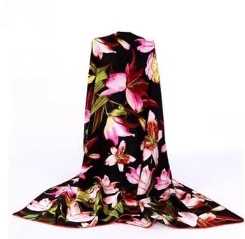 Jedwab kwiatowy szalik miękki jedwabny szal dla kobiet wysokiej jakości