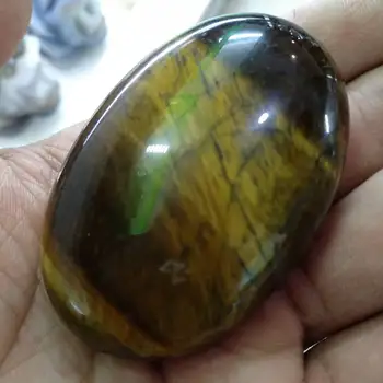 Jedwabisty Złoty tygrysie oko dłoni gładki kamień 55 mm kwarc Kryształ, minerał