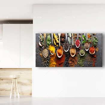 Jedzenie malarstwo nowoczesne przyprawy plakat na płótnie Modułowa obraz do kuchni, restauracja dekoracji domu ściany sztuki HD drukowane bez ramki