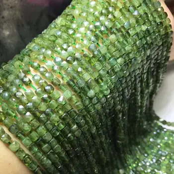 Jest apatyt zielony/niebieski luźne koraliki kwadratowy szlifowane 4-5 mm natura do produkcji biżuterii naszyjnik 14 cali FPPJ hurtowych