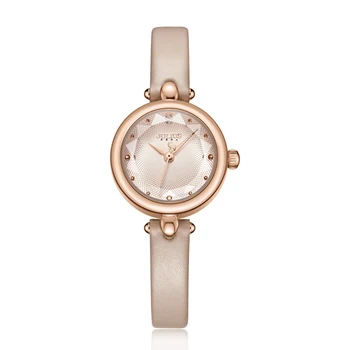 Julius watch Art Leather Watch Band Pearl Watch For Woman Japan Quart Ladies Watch Pink Rose Gold Tone Hour JA-1080