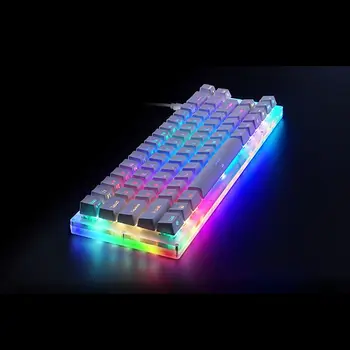 K66 przeszklona kolorowa klawiatura przełącznika Gateron mechaniczna 40Gbps Type -C 66keys 16,8 miliona kolorów RGB krystaliczna powstała klawiatura