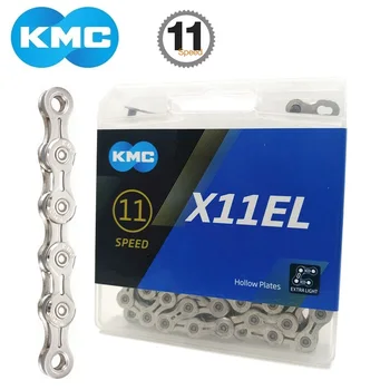 KMC X11EL Silver 11 Speed Cassette Chain 118 Links MTB Mountain Bike Hollow Chain 22/33 Speed Road Bicycle 118L z szybkimi ogniwami