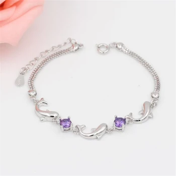 KOFSAC moda 925 srebro łańcucha bransoletki dla kobiet partii uroczy Delfin bransoletka Bransoletka Kryształ luksusowy CZ biżuteria prezenty