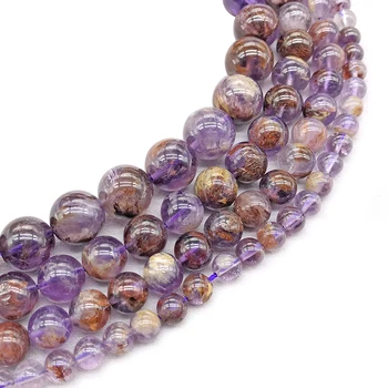 Kamień naturalny koraliki cenny fioletowy duch Kryształ okrągłe luźne koraliki do wyrobu biżuterii 15inche/strand Diy bransoletka naszyjnik