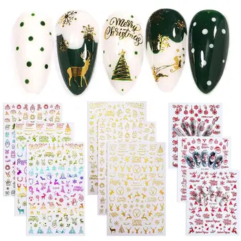 Kapmore 9 arkuszy świąteczne naklejki do paznokci DIY piękny manicure naklejki manicure kreskówka naklejki do paznokci, naklejki dla partii