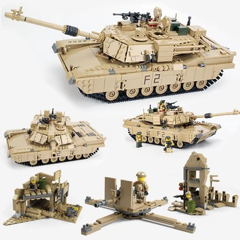 Kazi Abrams M1A2 czołgi zestawy wojskowa armia USA wojna światowa 2 WW2 guns zestawy klocki zabawki dla dzieci