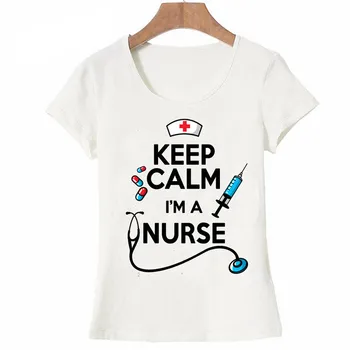 Keep Calm Nurse T-Shirt women Summer t-shirt funny design Nurse Tops novelty ladies casual Tees cute girl t shirt