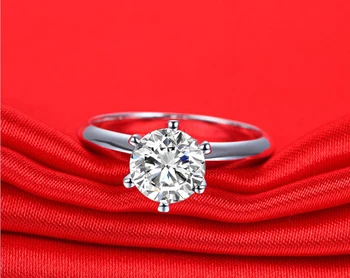 Klasyczne 6 pazurów 925 srebrne pierścionki dla kobiet wykwintne biżuteria 2.0 ct Diamant ślubne akcesoria do zaręczyny Bijoux Drop Shipping