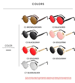 Klasyczne gothic steampunk okulary okulary Mężczyźni marka Kobiet rocznika projektant okrągłe okulary Moda jazdy Gogle UV400