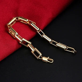 Klasyczne władzy męskie naszyjniki grube długie ogniwa łańcucha pozłacane naszyjniki bransoletki, Modne wieczorowe biżuteria dla mężczyzn