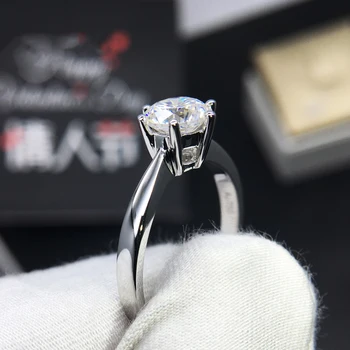 Klasyczny 14K białe złoto муассанит pierścień VVS1 okrągły szlif Laboratorium diament pierścionek zaręczynowy rocznica ślubu dla kobiet