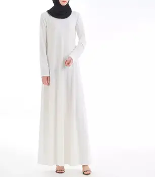 Klasyczny muzułmański podstawowy hidżab sukienka kobiety sznurowanie Slim Fit sznurowanie jednolity kolor A-line Abaya sukienki Turcja Marokańska kaftan Vestidos