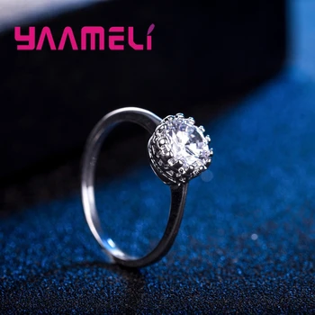 Klasyczny okrągły sześciennych cyrkon palec pierścień 925 srebro dla kobiet dziewczyn panie dekoracje ślubne najlepszy prezent