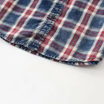 Klasyczny pled bawełna Dziecięce koszule Anglia styl piasek mycie woda chłopcy jeansowe koszule