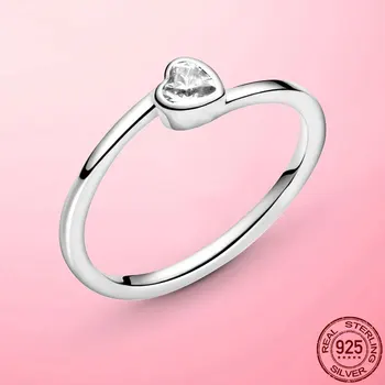 Kobiece pierścień 2021 nowy 925 srebro jasne наклоненное serce pasjans pierścień na palec dla kobiet wesele Ślub biżuteria prezent Asnelles