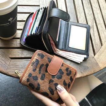 Kobiety krótki skórzany portfel damski moda luźne końskie włosy portmonetki małe torebki kobiety posiadacz karty błyskawiczny portfel dla dziewczyn Cartera