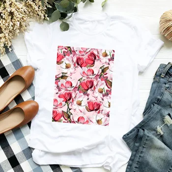 Kobiety lady Akwarela, kwiat odzież kwiatowy styl lat 90-tych damska koszulka t-Shirt damska Damska koszulka top odzież graficzny t-shirt