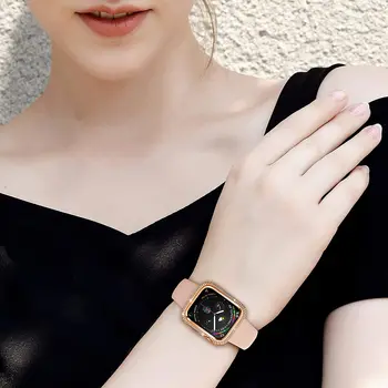 Kobiety luksusowy Diament case dla Apple Watch SE Series 6 5 4 38 mm 42 mm 40 mm 44 mm etui diamentowe etui z wiertarką ochraniacz powłoki