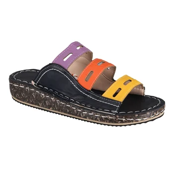 Kobiety trójkolorowa linia sandały lato plaża podróży buty SEC88