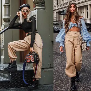 Kobiety wysokiej talii moda spodnie eleganckie hip-hop Vogue spodnie damskie панталон femme harajuku spodnie meble ubrania dames kleding