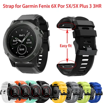 Kolorowy pasek do zegarka pasek Garmin Fenix 6X 6X Pro 26 mm wymiana silikonu bransoletki dla Fenix 5X 5X Plus 3 HR smart watch