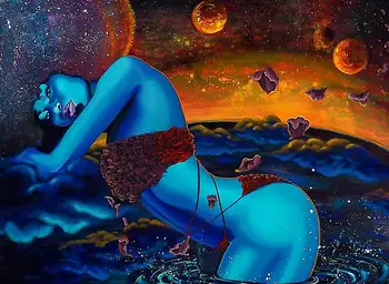 Komiks Królowa Афроамериканские Kobiety Różowe Bikini Galaktyka Planety Gobeliny Sztuka Hippie Ściany Łazienki Schroniska