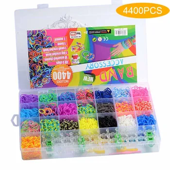 Koraliki zabawki zestaw 4400 szt krosno paski zestawy loom gumki Rainbow ręczne maszyn dziewiarskich handmade DIY kolor gumy DIY dzieci