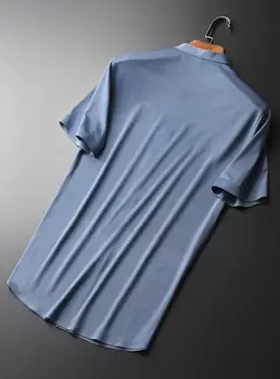 Kołnierz luksusowy wspornik jednolity kolor z krótkim rękawem męska sukienka na Lato Bawełniana tkanina Slim Fit Męskie koszule 4xl