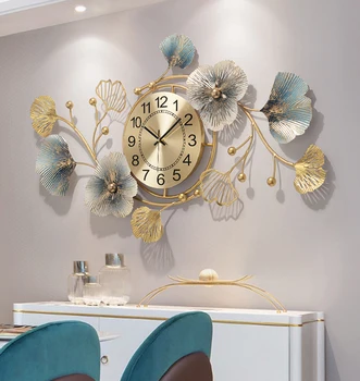 Kreatywne luksusowe zegar ścienny do salonu, jadalni i sofa tło domowych dekoracji ścian złoto żelazo naścienna duży