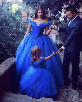 Królewska Niebieska Suknia Suknie Wieczorowa 2020 Matka I Córka Formalna Impreza Noc Suknie Wieczorowe Na Wesele Elegancki Vestido Fiesta