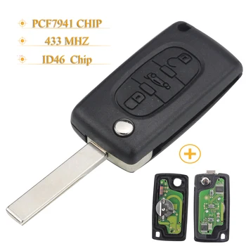 Kutery 3 przyciski Filp składany uchwyt do samochodu Citroen Peugeot Key Ask 433 Mhz Id46 Pcf7941 CE0523