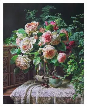 Kwiat retro klasyczna róża Wazon haft, rękodzieło robótki 14CT niedrukowalne zestawy do haftu DIY jakości ręcznie robione dekoracje