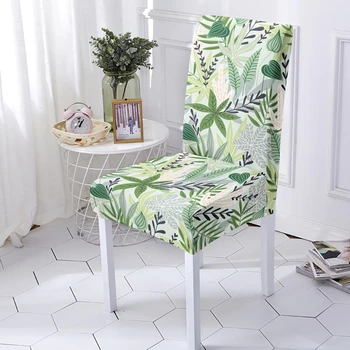 Kwiatowy print stretch elastyczny jadalnia krzesło pokrowiec nowoczesne liście zdejmowany pokrowiec anty-brudny aneks biurowy pokrowiec na siedzenia